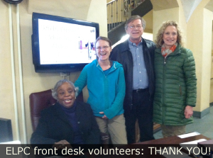 ELPC front desk volunteers: THANK YOU!