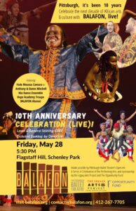 African dancer and drummers information about Balafon Open Air Performance on FRI May 28 5:30 pm Flagstaff Hill Schenley Park