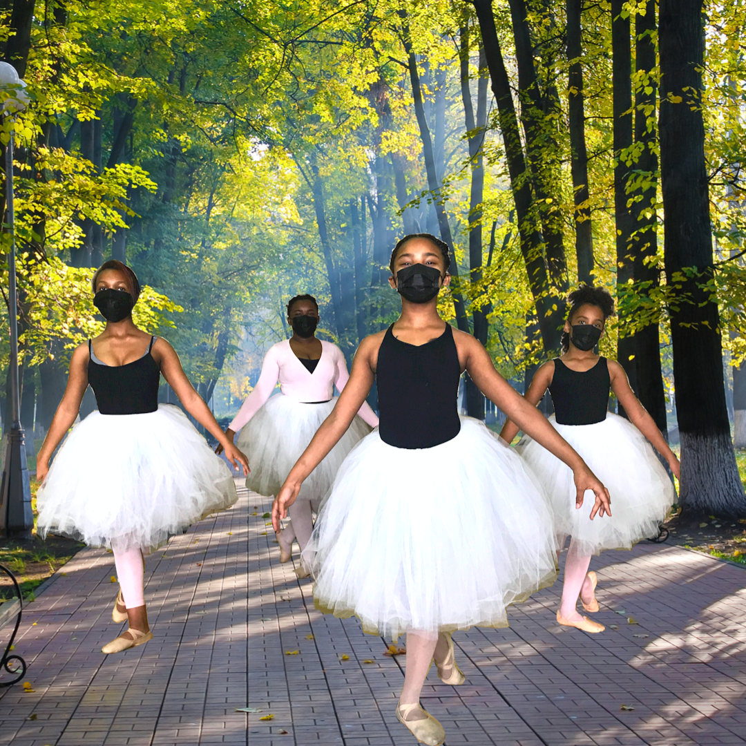 4 Hope Academy pointe dancers in the park